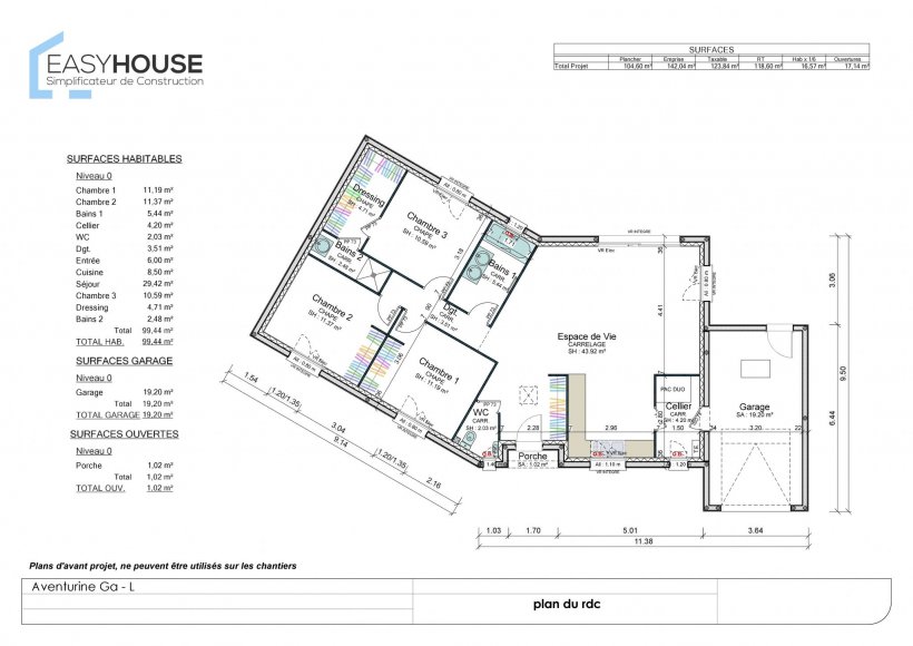 Plan de la maison Aventurine L, surface 100.00 m² au prix de 171 000€ (image 1)