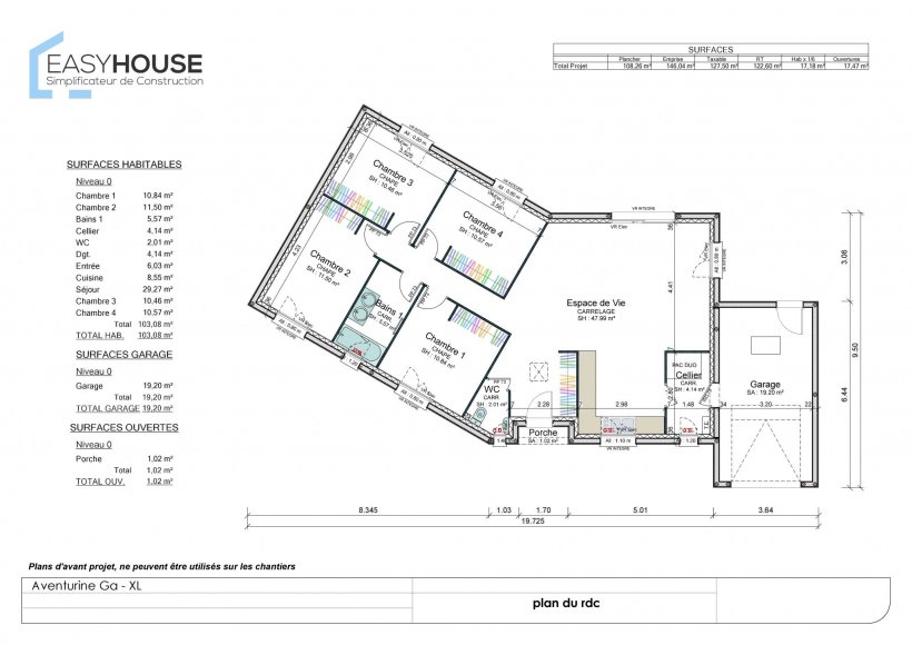 Plan de la maison Aventurine XL, surface 103.00 m² au prix de 171 000€ (image 1)