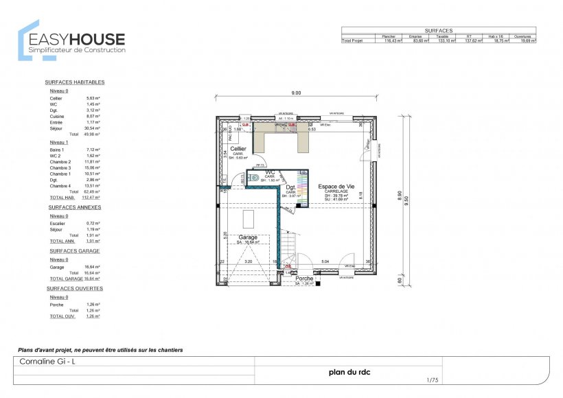 Plan de la maison Cornaline L, surface 114.00 m² au prix de 175 000€ (image 1)