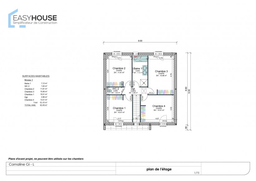 Plan de la maison Cornaline L, surface 114.00 m² au prix de 175 000€ (image 2)