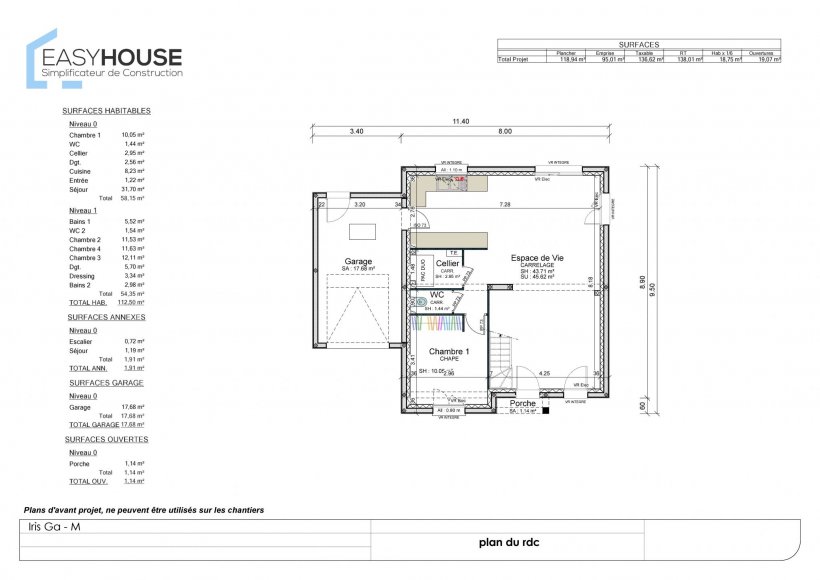 Plan de la maison Iris M, surface 113.00 m² au prix de 183 000€ (image 1)
